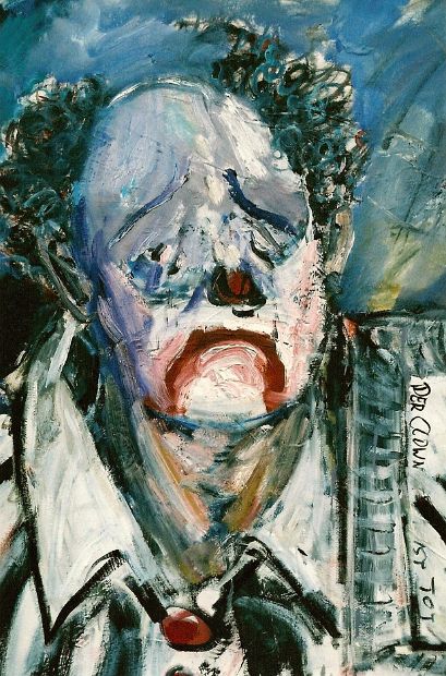 DER CLOWN, Ausschnitt, Öl auf Baumwolle, 80 x 100 cm